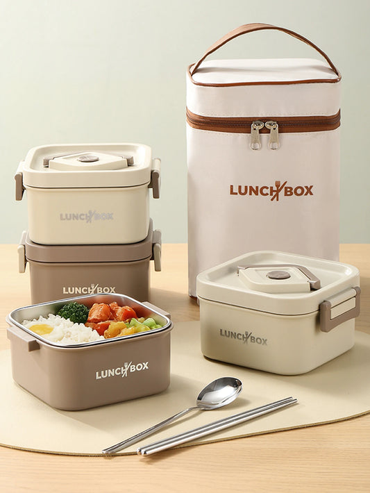 1/3/5Pc Portable Insulated Lunch Container Set, Stackable Stainless Steel Bento Box for Hot Food with Insulated Lunch Bag