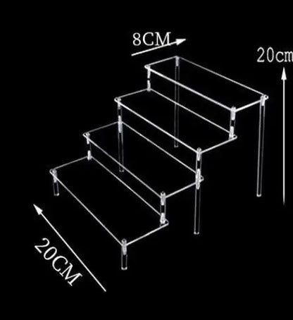 1-4 Tier Acrylic Display Stand Durable Display Rack For Cupcake Perfume Doll Transparent Trapezoidal Blind Box Storage Shelf
