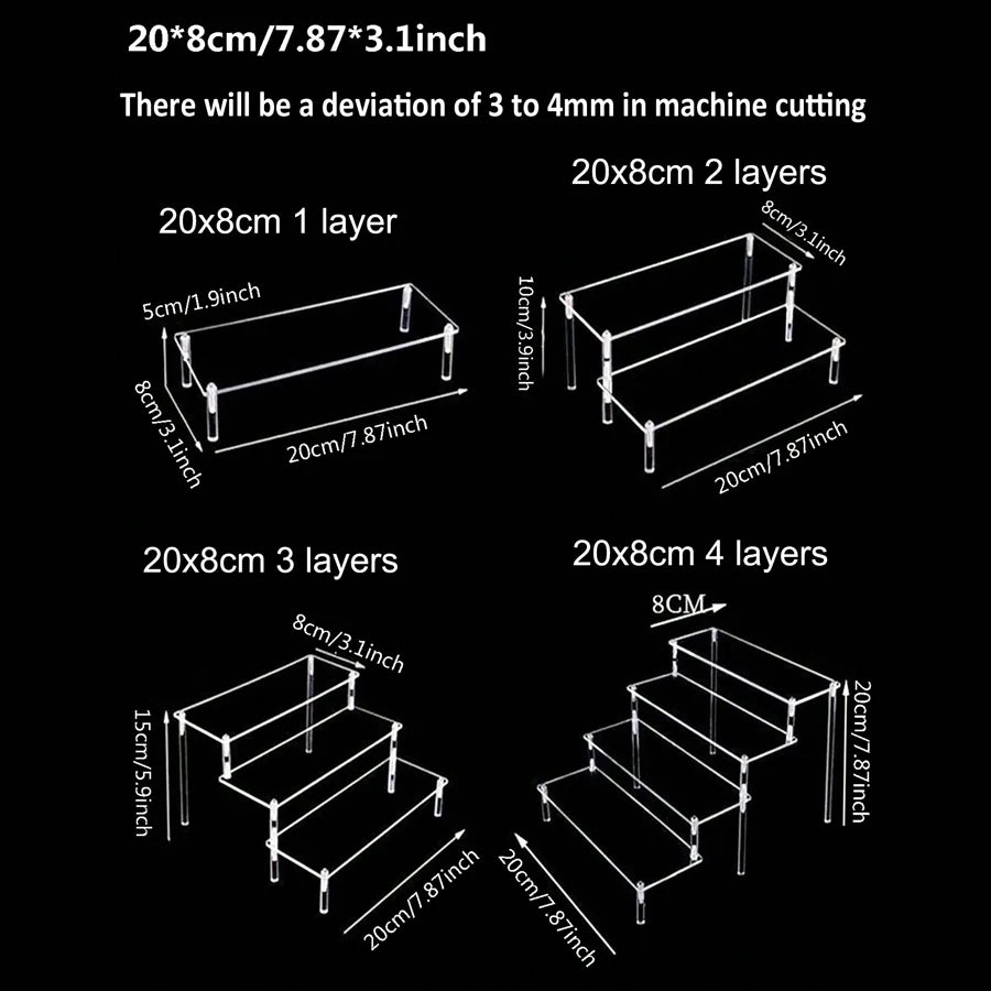 1-4 Tier Acrylic Display Stand Durable Display Rack For Cupcake Perfume Doll Transparent Trapezoidal Blind Box Storage Shelf