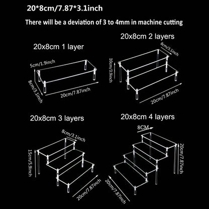 1-4 Tier Acrylic Display Stand Durable Display Rack For Cupcake Perfume Doll Transparent Trapezoidal Blind Box Storage Shelf