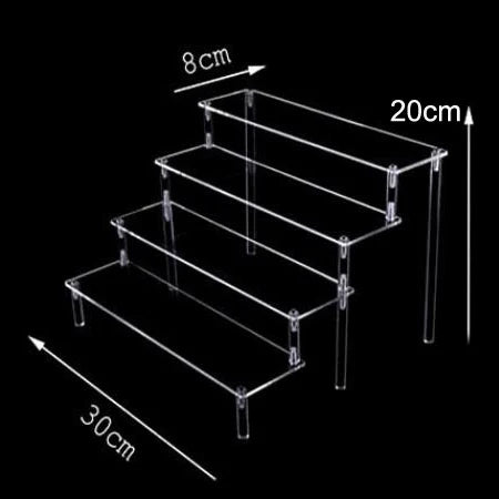 1-4 Tier Acrylic Display Stand Durable Display Rack For Cupcake Perfume Doll Transparent Trapezoidal Blind Box Storage Shelf