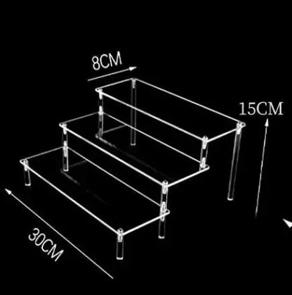 1-4 Tier Acrylic Display Stand Durable Display Rack For Cupcake Perfume Doll Transparent Trapezoidal Blind Box Storage Shelf