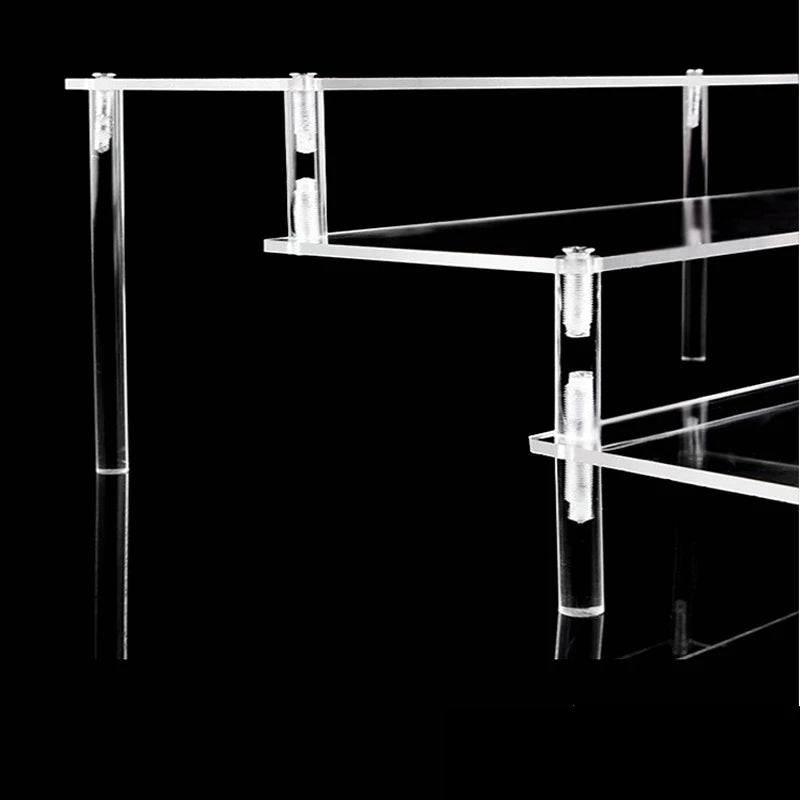 1-4 Tier Acrylic Display Stand Durable Display Rack For Cupcake Perfume Doll Transparent Trapezoidal Blind Box Storage Shelf