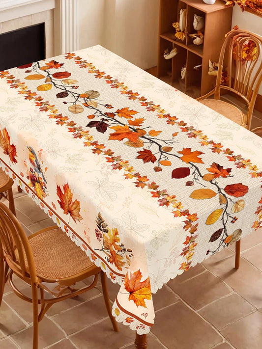 1 Piece of Antique Maple Leaf Printed Tablecloths, Various Sizes, Autum Courtyard Party Decoration Tablecloths, Printed Tablecloths, Thanksgiving Party Tablecloths for Home Kitchen, Tablecloths for Indoor and Outdoor Use in t