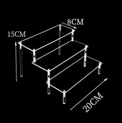 1-4 Tier Acrylic Display Stand Durable Display Rack For Cupcake Perfume Doll Transparent Trapezoidal Blind Box Storage Shelf