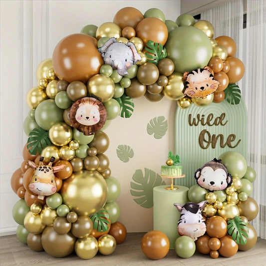 127pcs Cartoon Animal Head Balloons Monkey Lion Tiger Zebra Giraffe for Birthday Party Decoration Jungle Party Decoration Gift