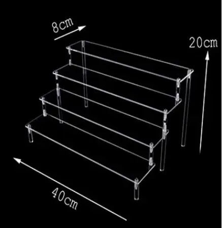 1-4 Tier Acrylic Display Stand Durable Display Rack For Cupcake Perfume Doll Transparent Trapezoidal Blind Box Storage Shelf