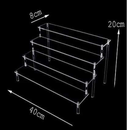 1-4 Tier Acrylic Display Stand Durable Display Rack For Cupcake Perfume Doll Transparent Trapezoidal Blind Box Storage Shelf
