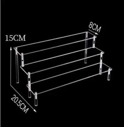 1-4 Tier Acrylic Display Stand Durable Display Rack For Cupcake Perfume Doll Transparent Trapezoidal Blind Box Storage Shelf